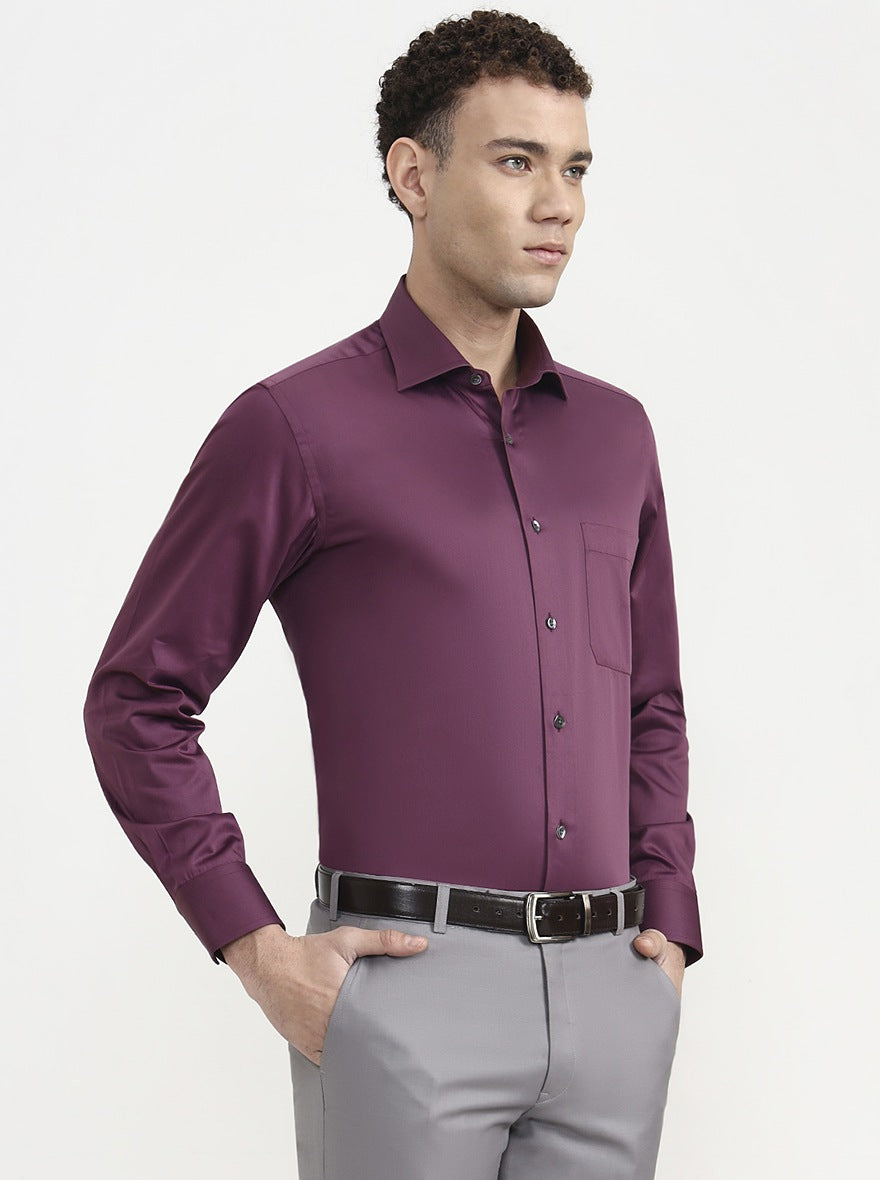 Purple Solid Slim Fit Formal Shirt | JadeBlue Super Luxe