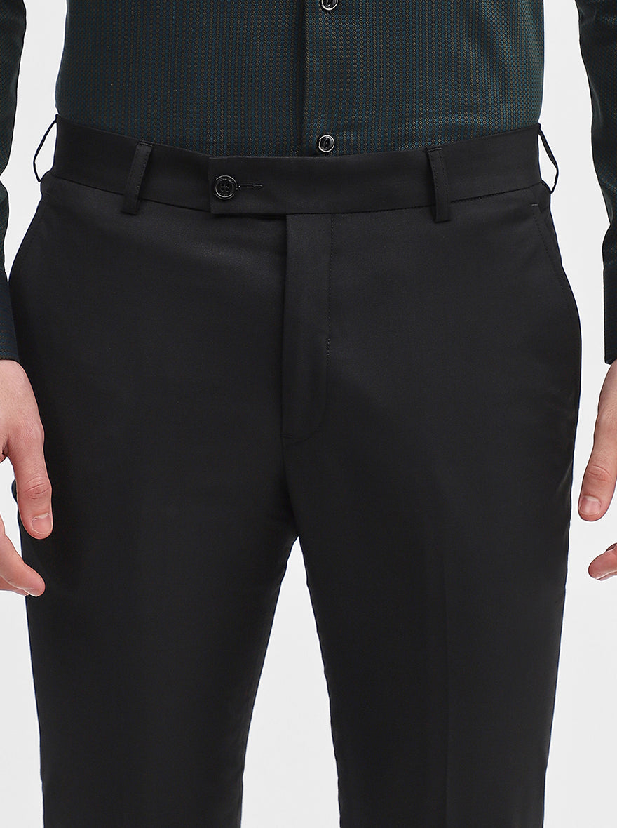 Black Solid Slim Fit Formal Trouser | JadeBlue Super Luxe