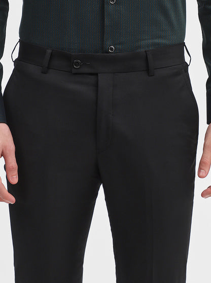 Black Solid Slim Fit Formal Trouser | JadeBlue Super Luxe