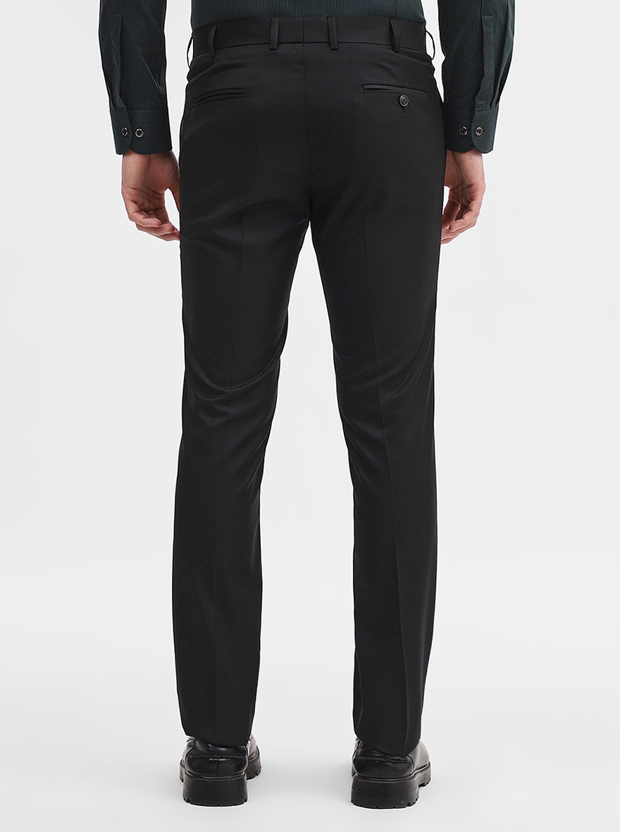 Black Solid Slim Fit Formal Trouser | JadeBlue Super Luxe