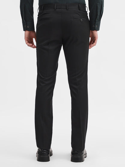 Black Solid Slim Fit Formal Trouser | JadeBlue Super Luxe