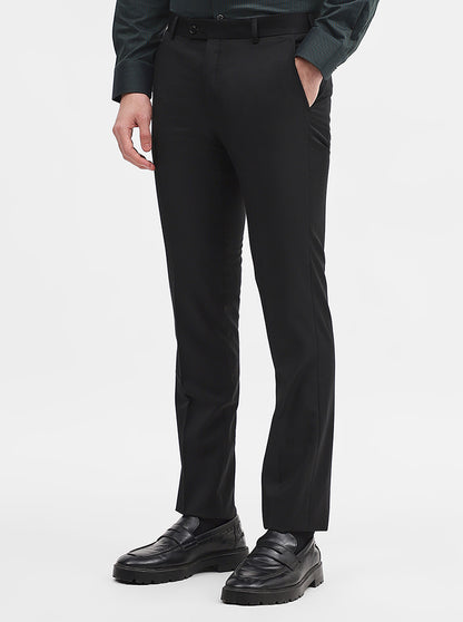 Black Solid Slim Fit Formal Trouser | JadeBlue Super Luxe
