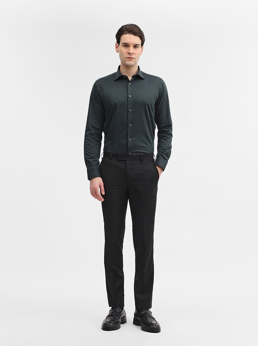 Black Solid Slim Fit Formal Trouser | JadeBlue Super Luxe