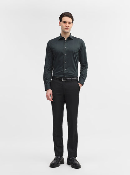 Black Solid Slim Fit Formal Trouser | JadeBlue Super Luxe
