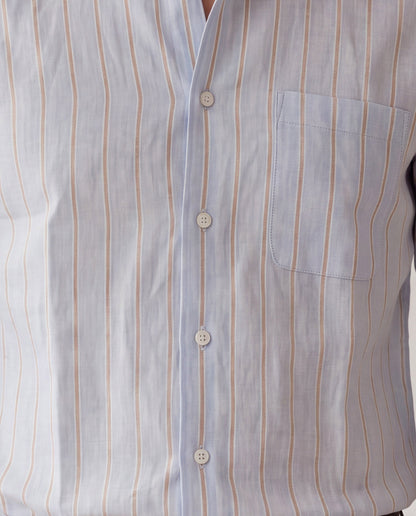 Light Blue Striped Slim Fit Formal Shirt | JadeBlue
