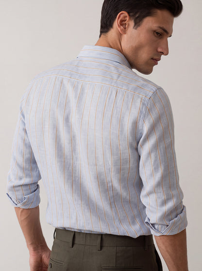 Light Blue Striped Slim Fit Formal Shirt | JadeBlue