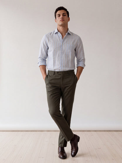 Light Blue Striped Slim Fit Formal Shirt | JadeBlue