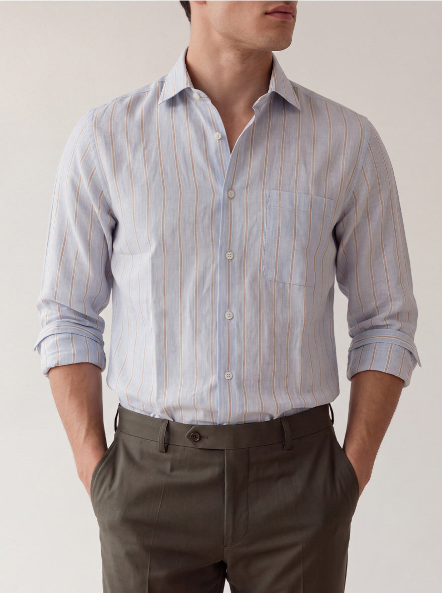 Light Blue Striped Slim Fit Formal Shirt | JadeBlue