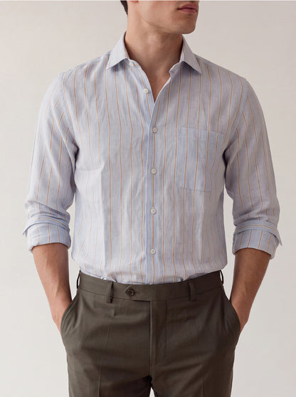 Light Blue Striped Slim Fit Formal Shirt | JadeBlue