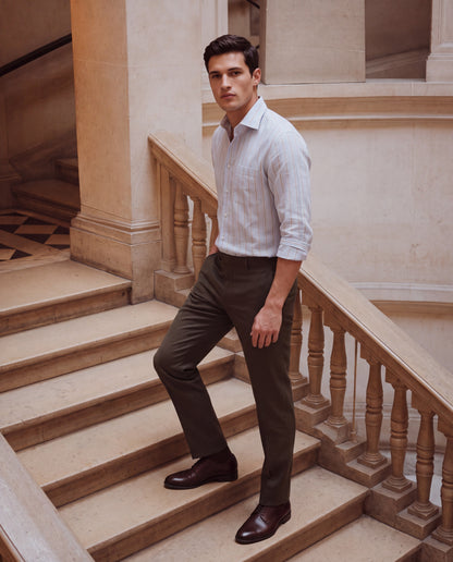 Light Blue Striped Slim Fit Formal Shirt | JadeBlue
