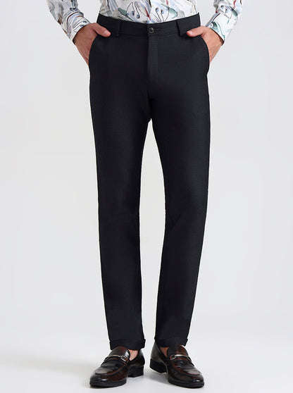 Black Printed Slim Fit Club Wear Trouser | JB Studio