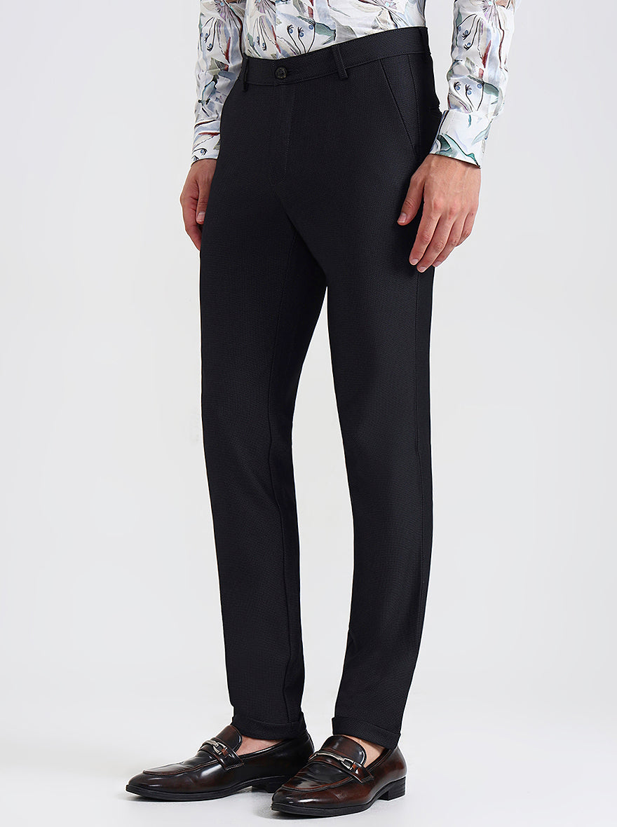 Black Printed Slim Fit Club Wear Trouser | JB Studio