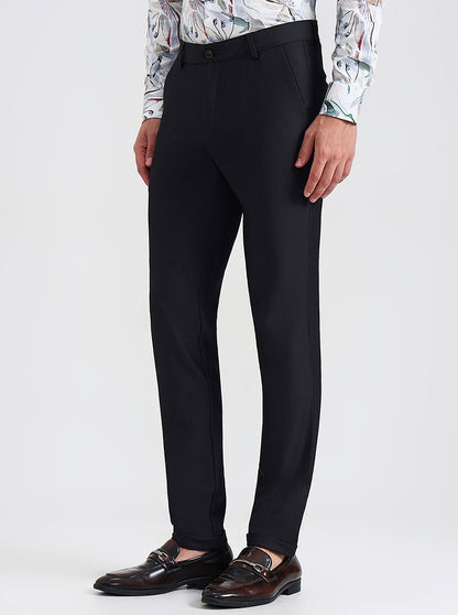 Black Printed Slim Fit Club Wear Trouser | JB Studio