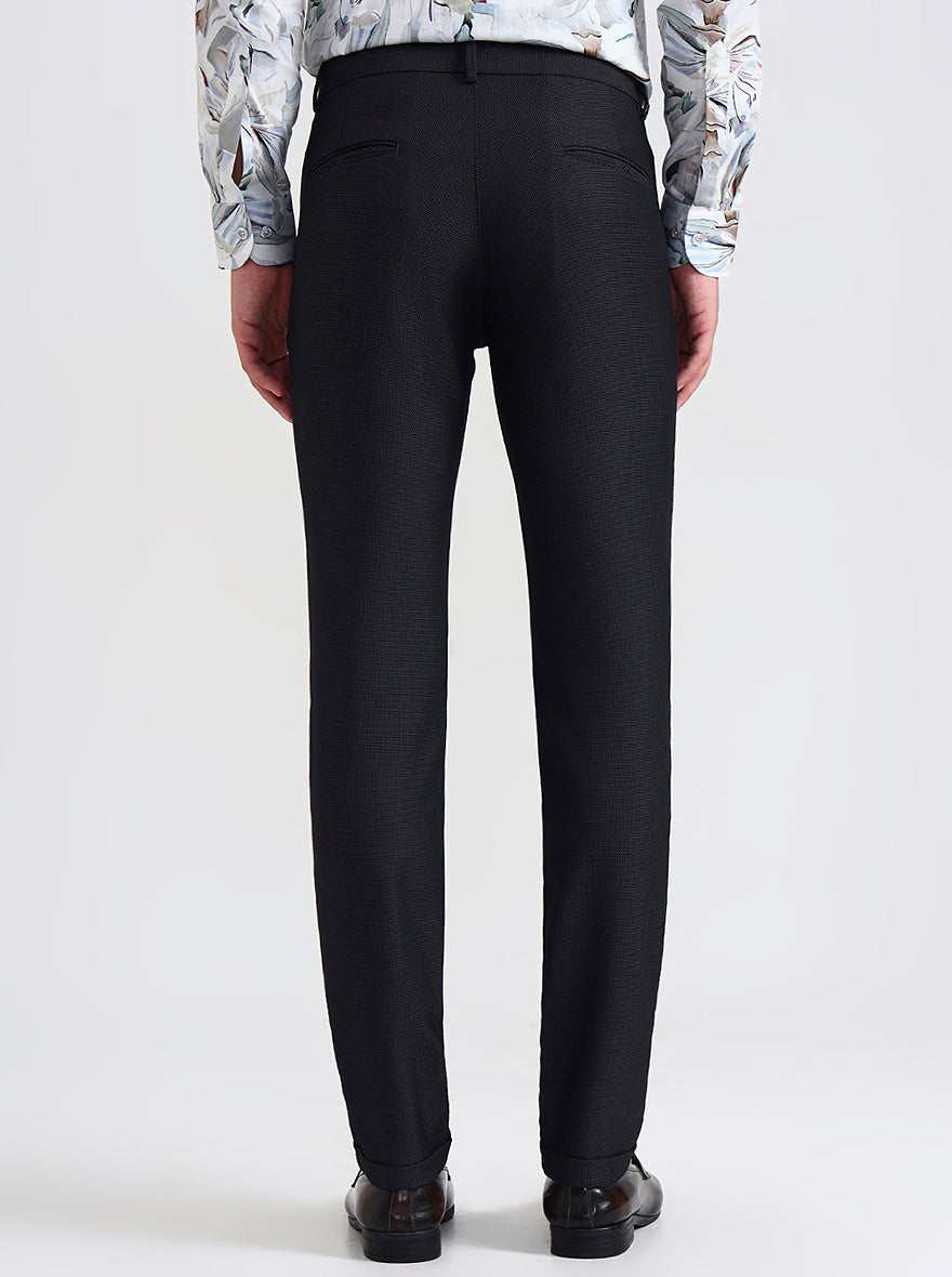 Black Printed Slim Fit Club Wear Trouser | JB Studio