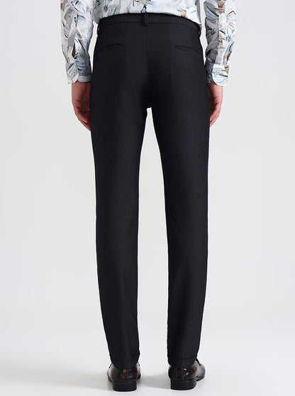 Black Printed Slim Fit Club Wear Trouser | JB Studio