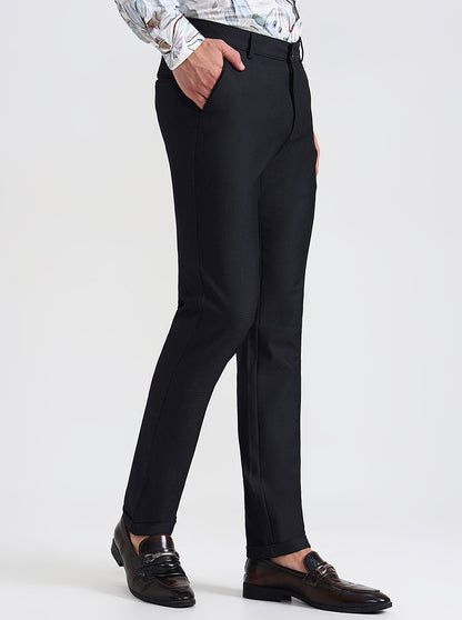 Black Printed Slim Fit Club Wear Trouser | JB Studio