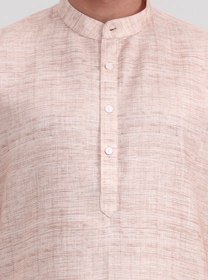 Fawn Solid Regular Fit Modi Kurta | JadeBlue