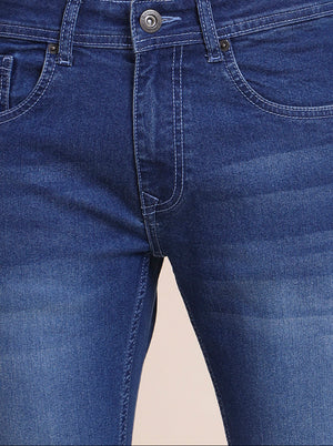 Mid Indigo Blue Washed Narrow Fit Jeans | Greenfibre