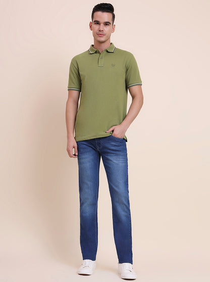Mid Indigo Blue Washed Narrow Fit Jeans | Greenfibre
