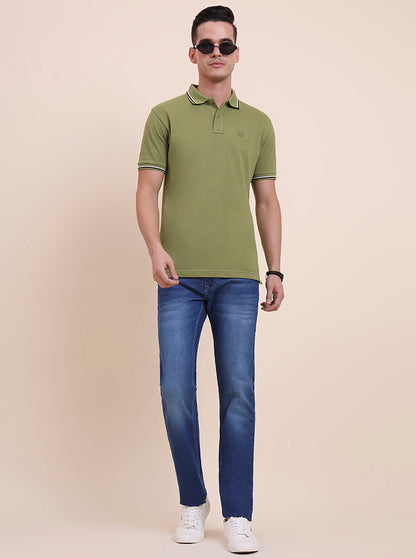 Mid Indigo Blue Washed Narrow Fit Jeans | Greenfibre