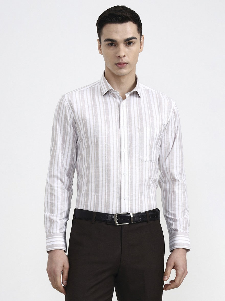 Falsa White Striped Slim Fit Formal Shirt | Greenfibre