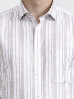Falsa White Striped Slim Fit Formal Shirt | Greenfibre