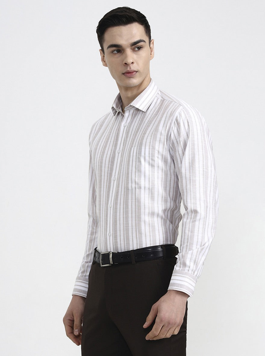 Falsa White Striped Slim Fit Formal Shirt | Greenfibre