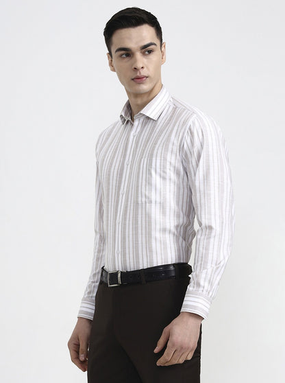 Falsa White Striped Slim Fit Formal Shirt | Greenfibre