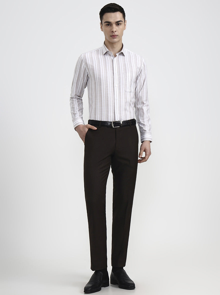 Falsa White Striped Slim Fit Formal Shirt | Greenfibre