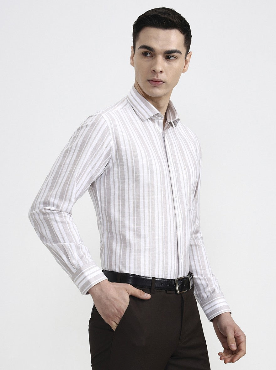Falsa White Striped Slim Fit Formal Shirt | Greenfibre