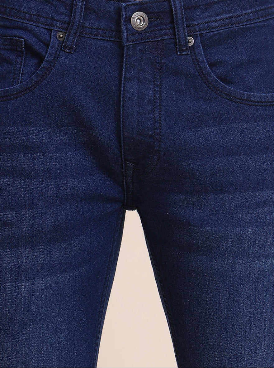 Mid Indigo Blue Washed Narrow Fit Jeans | Greenfibre