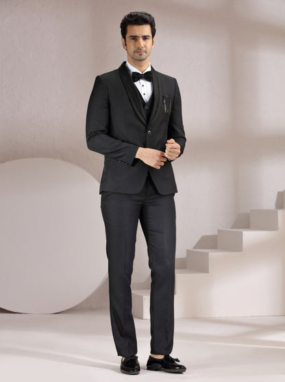 Black Embroidered Suit | JadeBlue