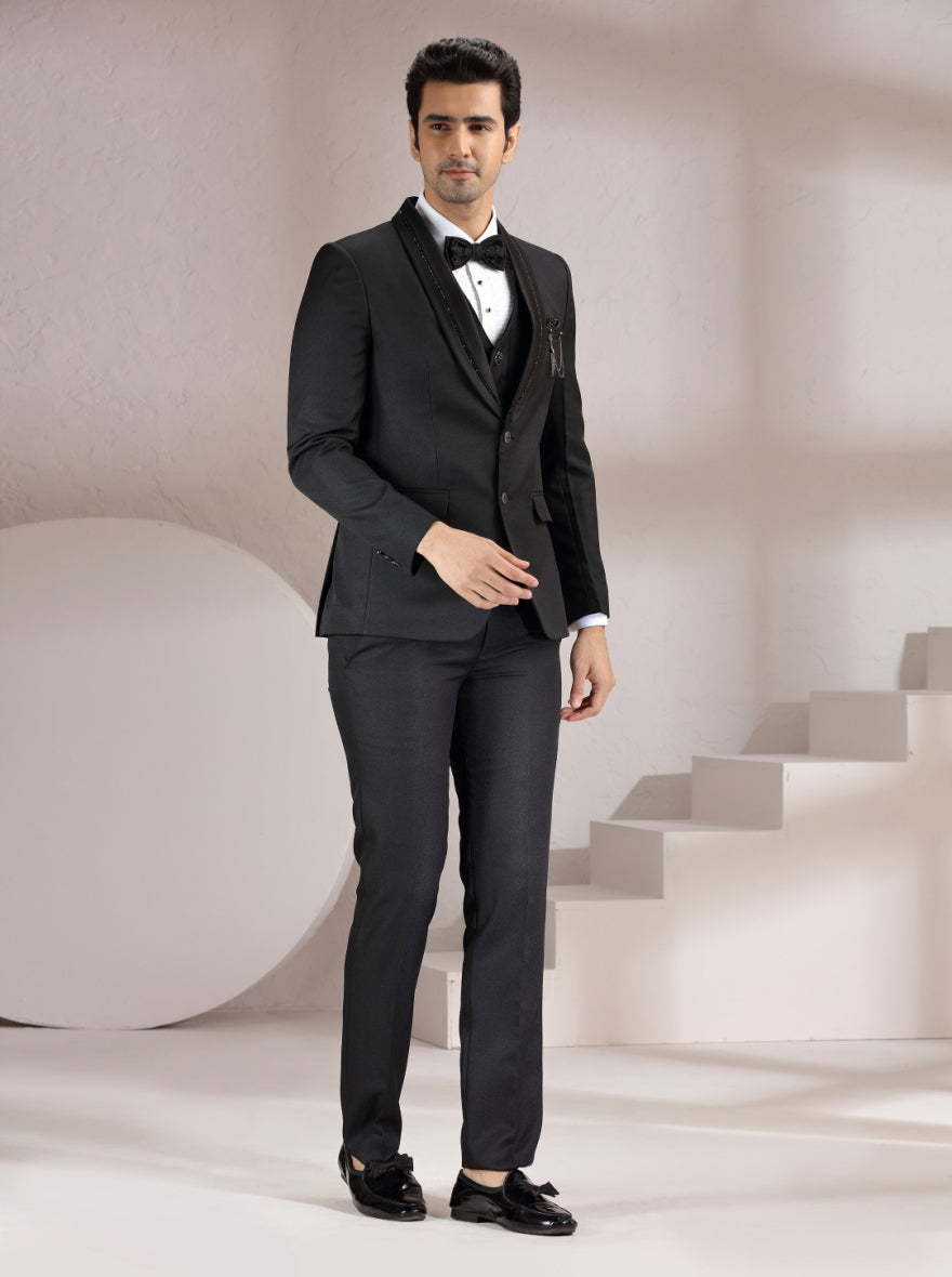 Black Embroidered Suit | JadeBlue
