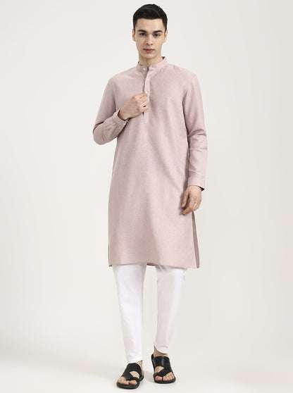 Pink Solid Modi Kurta | JadeBlue