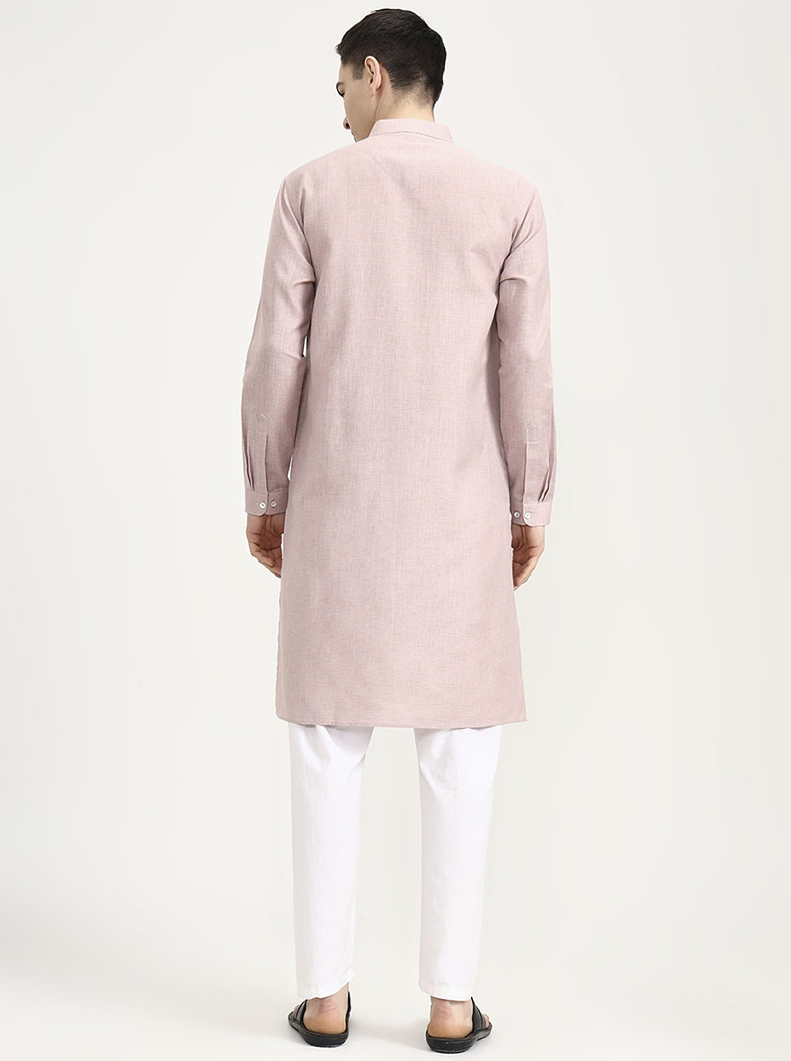 Pink Solid Modi Kurta | JadeBlue