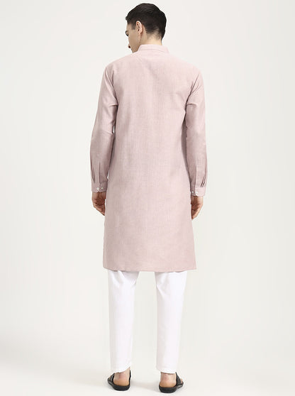 Pink Solid Modi Kurta | JadeBlue