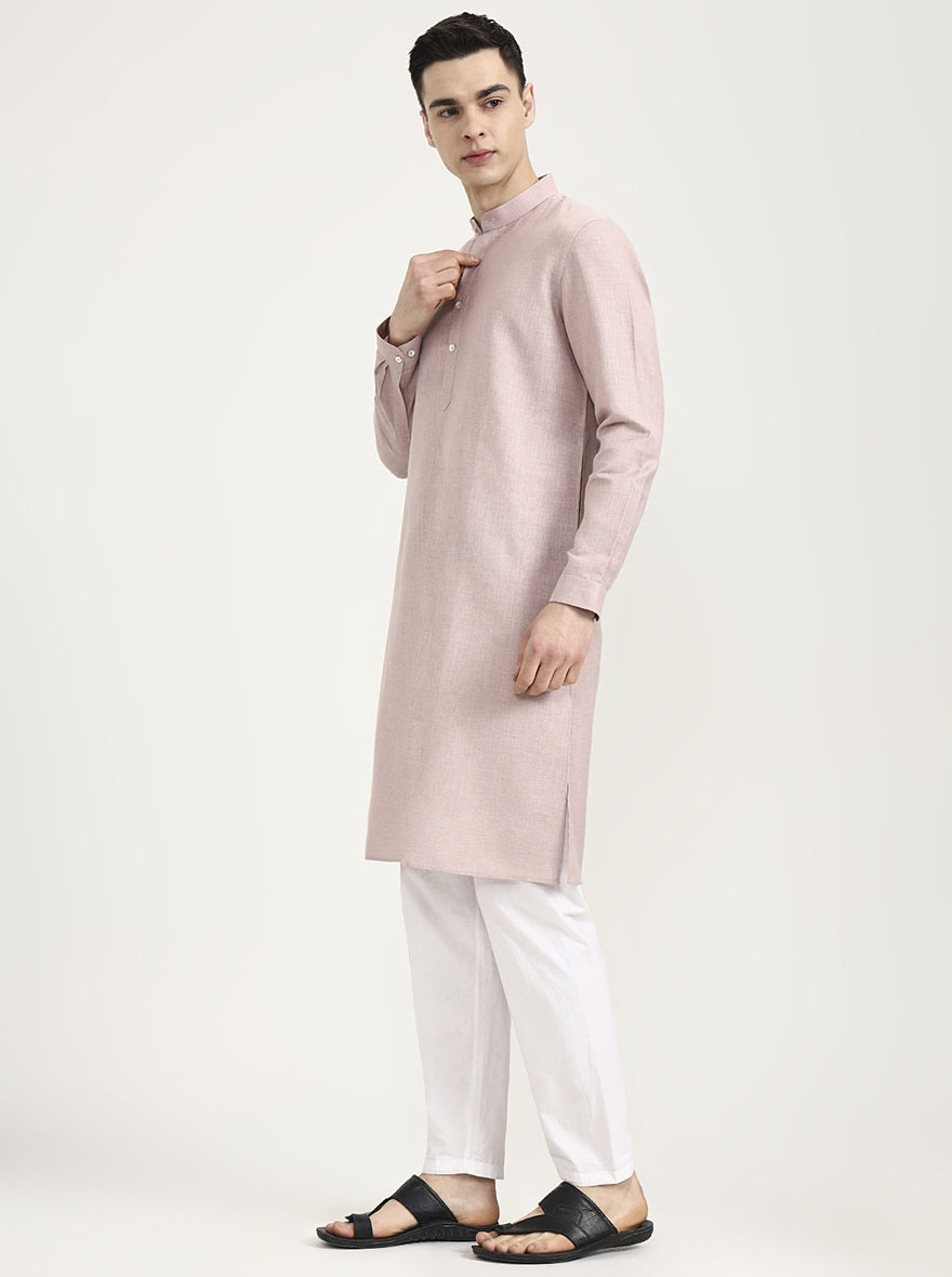 Pink Solid Modi Kurta | JadeBlue