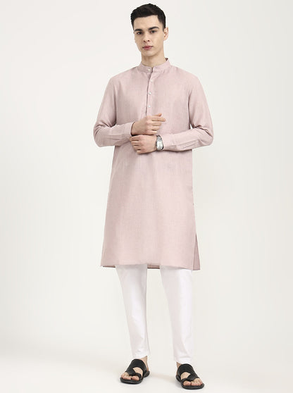 Pink Solid Modi Kurta | JadeBlue