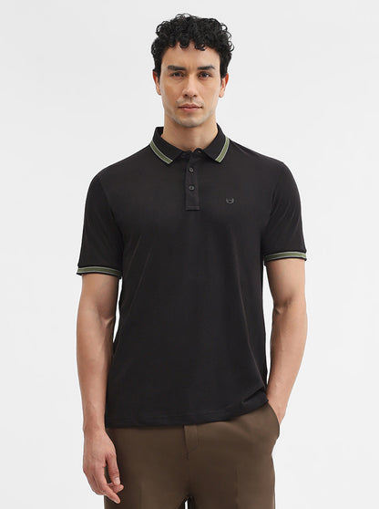 Black Solid Slim Fit Polo T-Shirt | JadeBlue