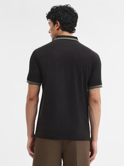 Black Solid Slim Fit Polo T-Shirt | JadeBlue