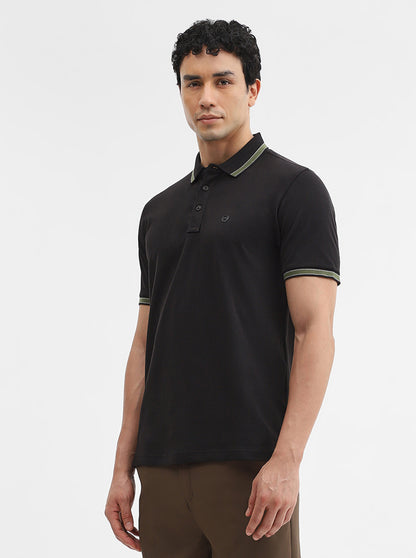 Black Solid Slim Fit Polo T-Shirt | JadeBlue