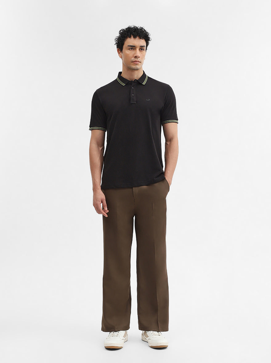 Black Solid Slim Fit Polo T-Shirt | JadeBlue
