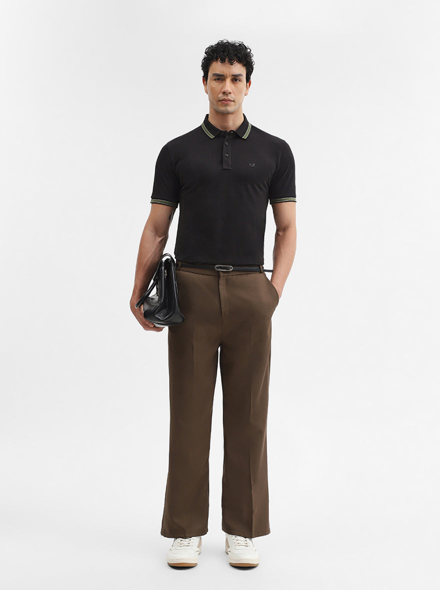 Black Solid Slim Fit Polo T-Shirt | JadeBlue