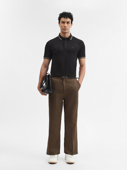 Black Solid Slim Fit Polo T-Shirt | JadeBlue