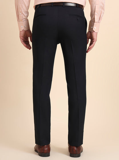 Navy Blue Solid Slim Fit Formal Trouser | Greenfibre.