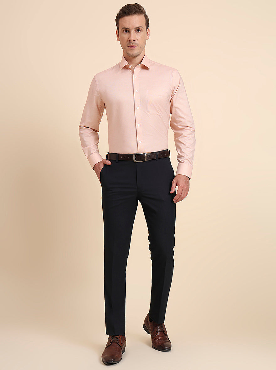 Navy Blue Solid Slim Fit Formal Trouser | Greenfibre.