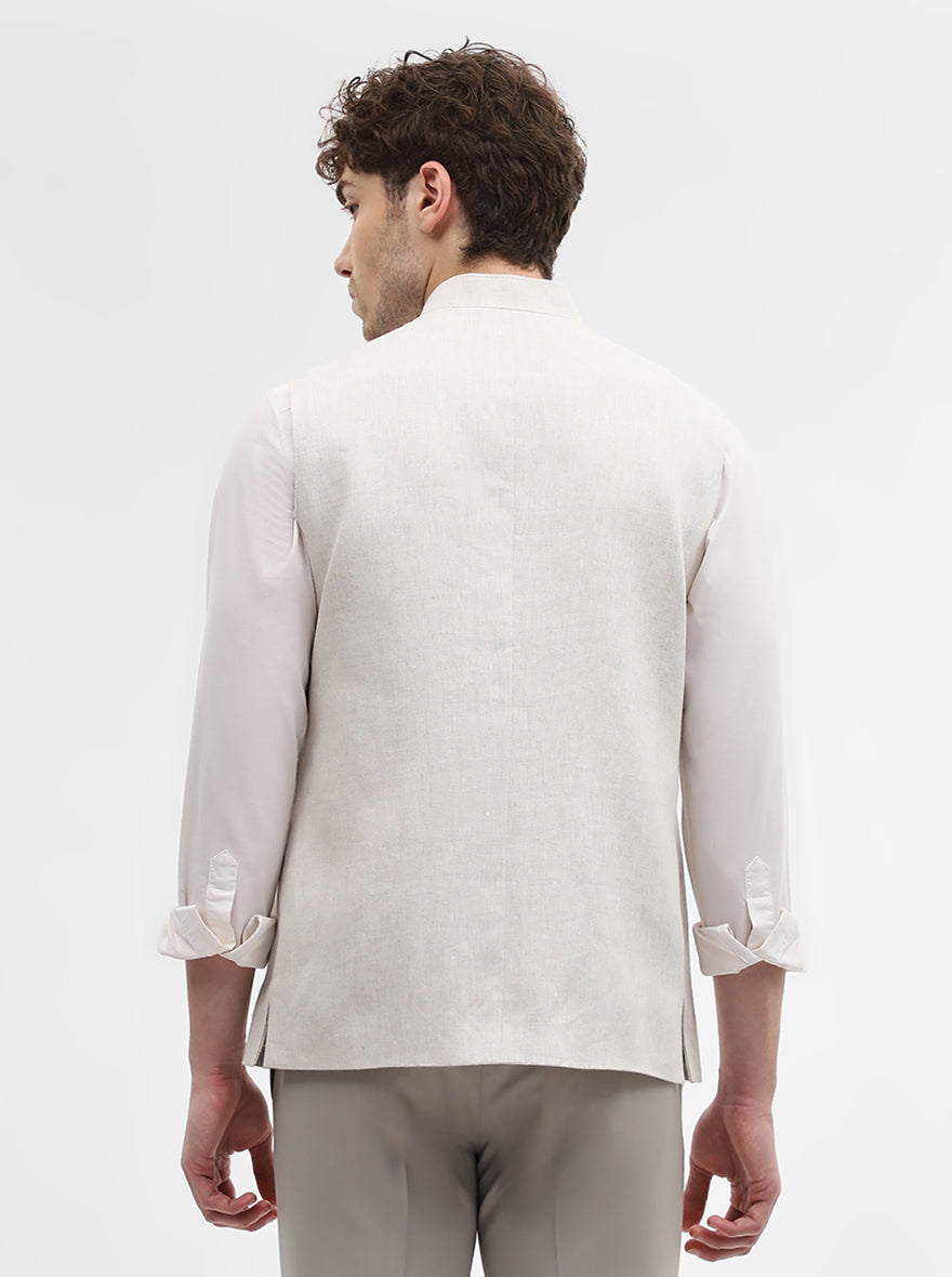 Natural Grey Solid Regular Fit Modi Jacket | JadeBlue