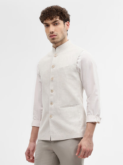 Natural Grey Solid Regular Fit Modi Jacket | JadeBlue