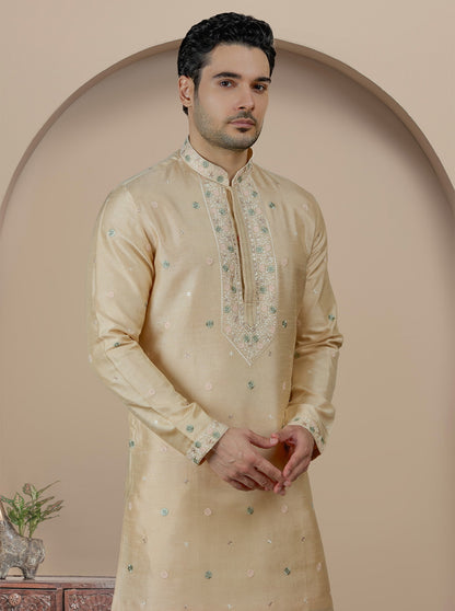 Fawn Embroidered Kurta Pajama | Virasana