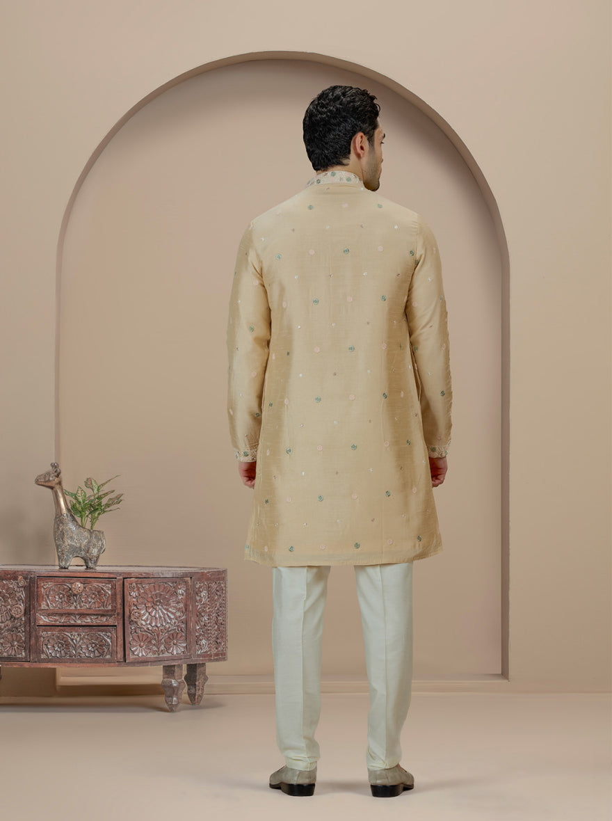 Fawn Embroidered Kurta Pajama | Virasana
